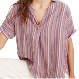 Madewell Courier Button-Back Shirt in Rainbow XXL